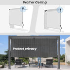 7'W x 8'H Gray Patio Shades Roll up Outdoor Roller Shade Crank Wand Blind - Image 6