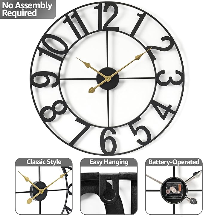 Sorbus Large Wall Clock for Living Room Decor - Image 4