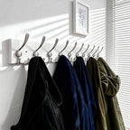 SKOLOO Creations White Solid Wood Wall Mounted Coat Rack, 10 Hooks, 38-1/8" Long - Image 4