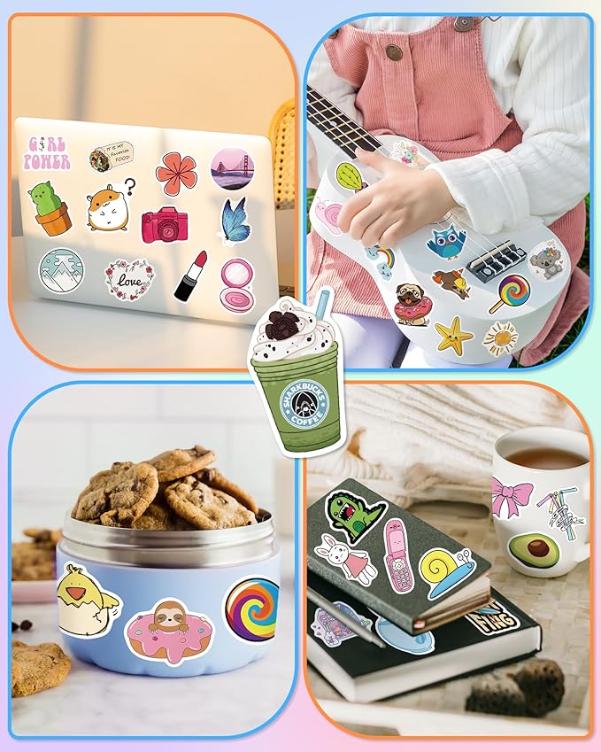 Sticker for Water Bottles, 300 Pcs/Pack Cute Vinyl Waterproof Vsco Laptop Stickers for School Students Gifts Classroom Teachers Prizes Stocking Stuffers Stickers for Kids Teens Girls