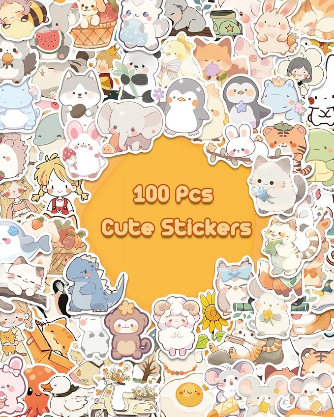AOWDIAO 100 Pcs Cute Animal Stickers for Kids Vinyl Water Bottle Stickers Cute Stuff for Kids Gifts Party Favors Classroom Must Haves