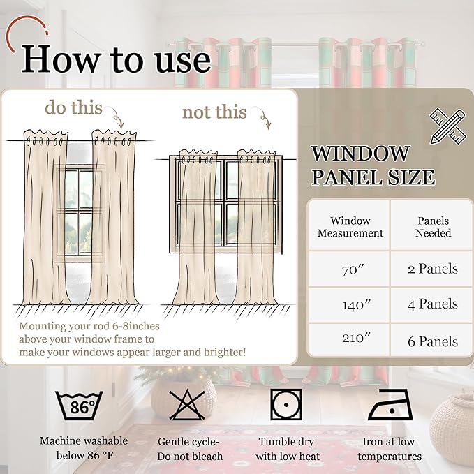 Lajode Plaid Curtains for Living Room 63 Inch Long - Image 9