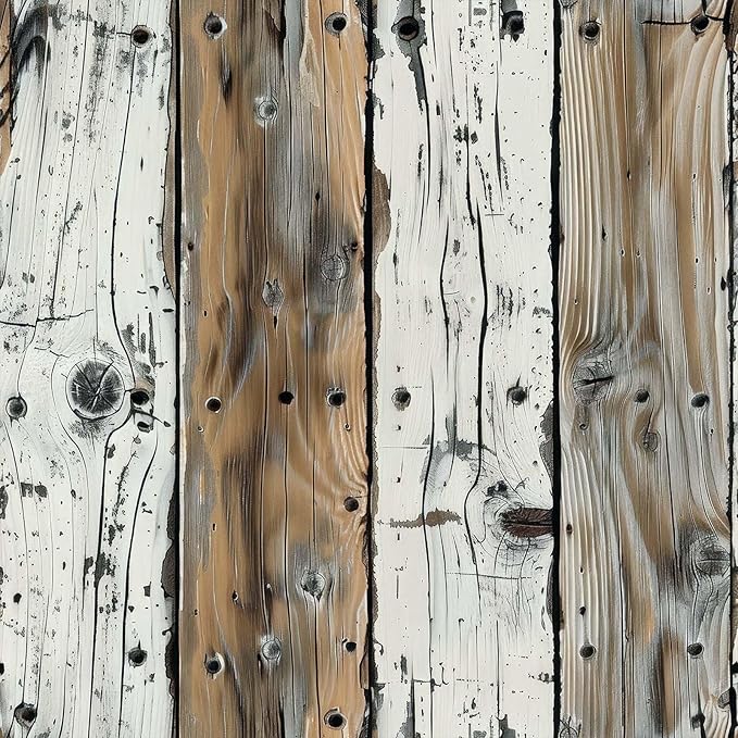 FLFK Rustic Wood Wallpaper Peel and Stick Wood Grain Shiplap Design Wall Paper by FLFK
