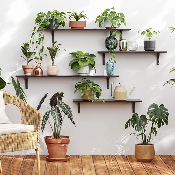 DINZI LVJ Long Wall Shelves, 31.5 Inch Wall Mounted Shelves Set of 2, - Image 4
