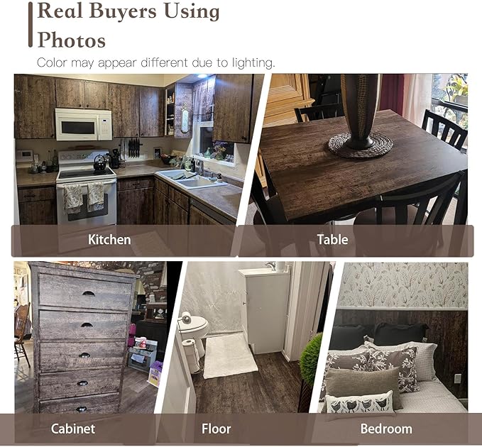 Dimoon Wood Wallpaper Brown Dark Wood Contact Paper Brown Wood Plank Wood Peel - Image 8