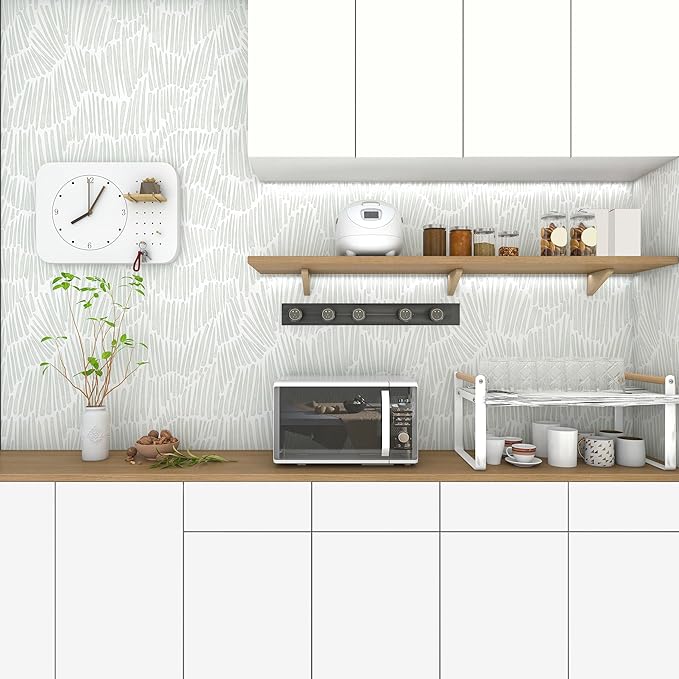 Theper Green Wallpaper 17.3"×393" Modern Striped Wallpapers Peel and Stick - Image 7