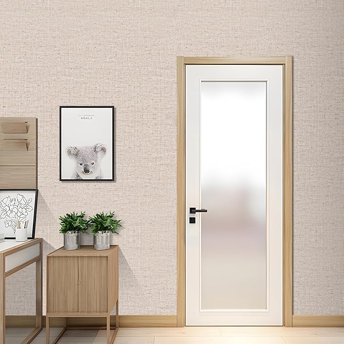 15.75"x393.7" Beige Wallpaper Peel and Stick Removable Grasscloth Textured Wall - Image 4