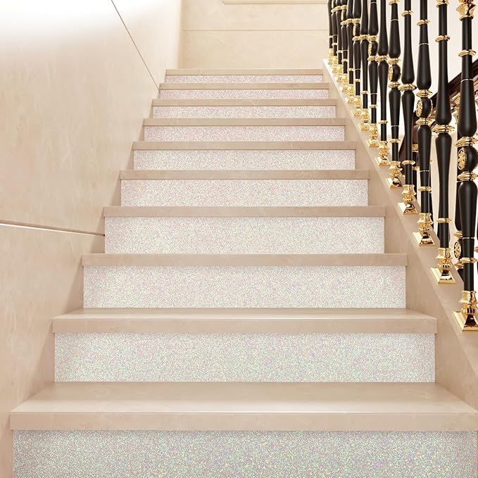 CRE8TIVE Off-White Glitter Wallpaper Border Peel and Stick Wall Border Glitter - Image 6