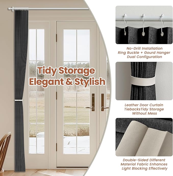 AJAZZ Blackout Accordion Door Curtain 98"x84" Black - Image 4