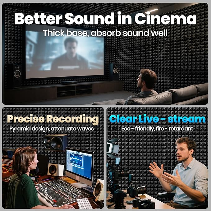 Focusound Grey Acoustic Panels 24 Pack 2"x12"x12" - Image 2