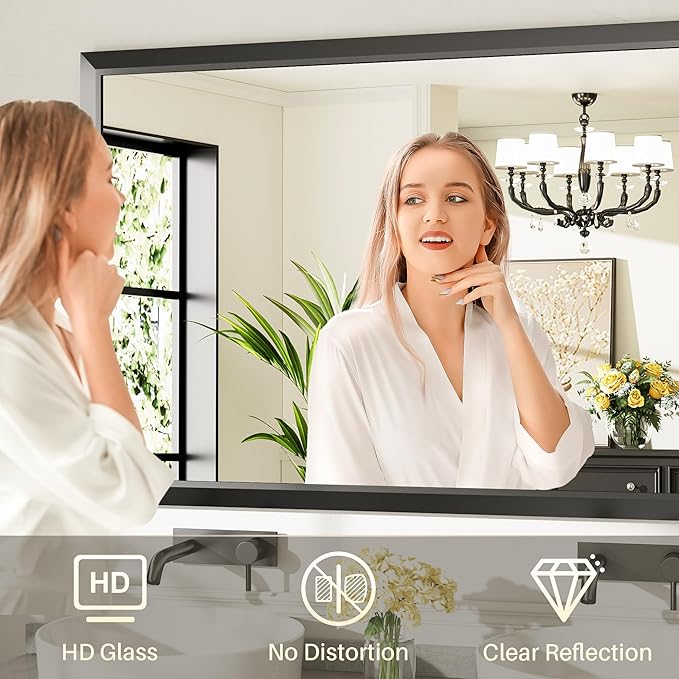 Briivue 50x30 Inch Black Bathroom Mirror - Image 4
