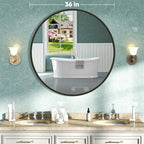 NEWBULIG Round Bathroom Mirror for Over Sink, 36 Inch Wall Mount Vanity Circle - Image 2