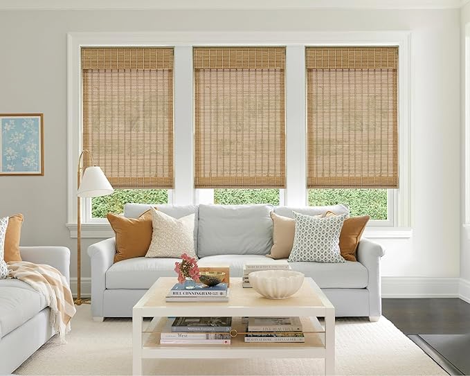LazBlinds No Tools No Drill Cordless Bamboo Roman Shades, Light Filtering - Image 4