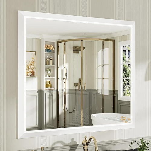 40x36 Inch White Bathroom Mirror by Briivuemodernmirrors