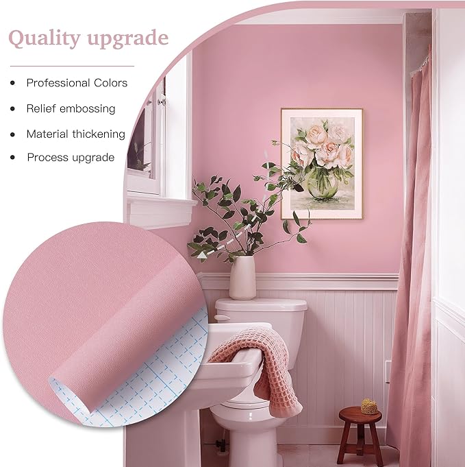 Dimoon 17.7''x393'' Peel and Stick Wallpaper Pink Contact Paper - Image 6