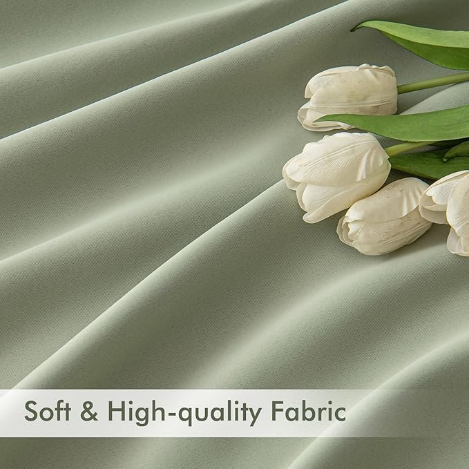 MIULEE Sage Green Back Tab Blackout Curtains 96 Inch Length 2 Panels Set - Image 6