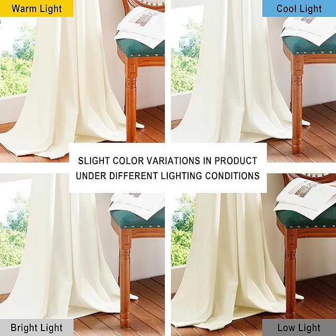 NICETOWN Thermal Insulated Velvet Curtains Ivory White 84 inch Length, Heavy - Image 4