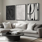 Large Framed Black and White Abstract Wall Art - Image 2