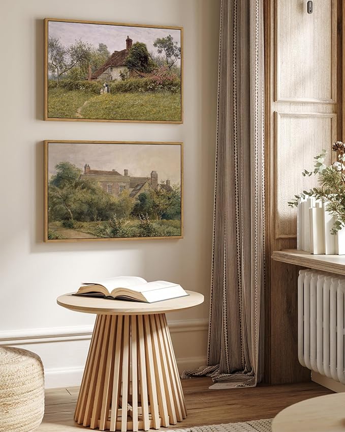 InSimSea Framed Canvas Wall Art Vintage Decor, Old Cottages Countryside - Image 3