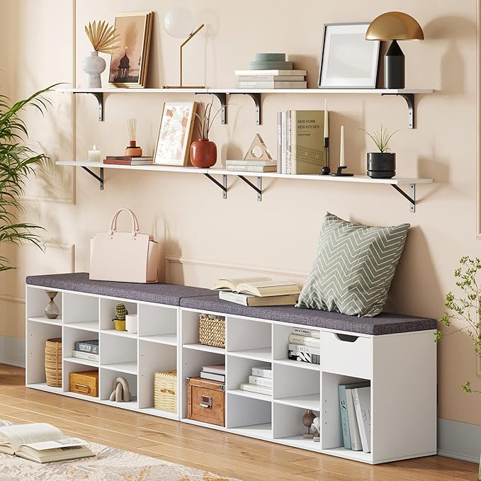 DINZI LVJ Long Wall Shelves, 55.1Inch Wall Mounted Shelves Set of 2, Extra - Image 2