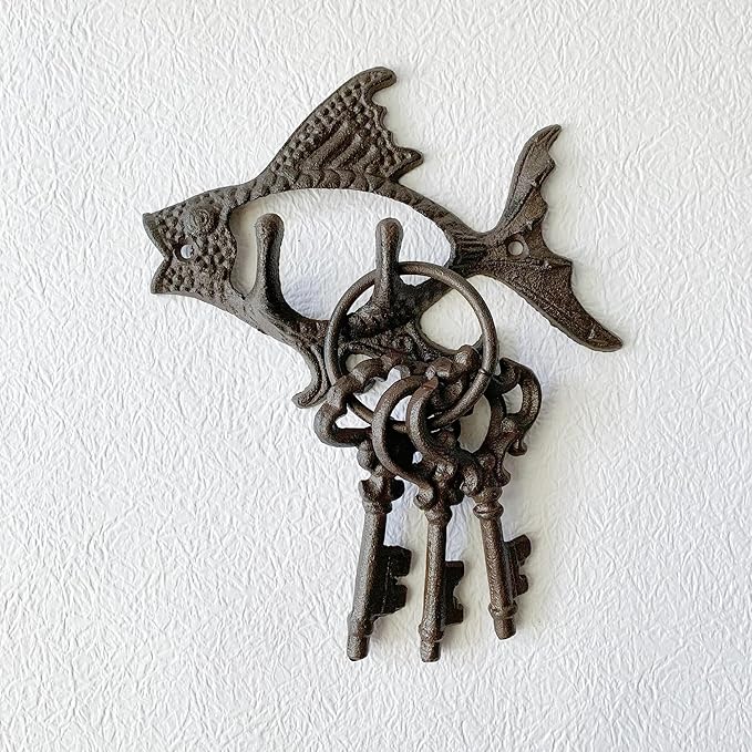 Rustic Fish-Shaped Decorative Wall Hook Rack Hangers - Image 6