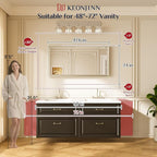 Keonjinn 48" x 24" Brushed Nickel Bathroom Mirror, Rectangle Silver Framed - Image 2