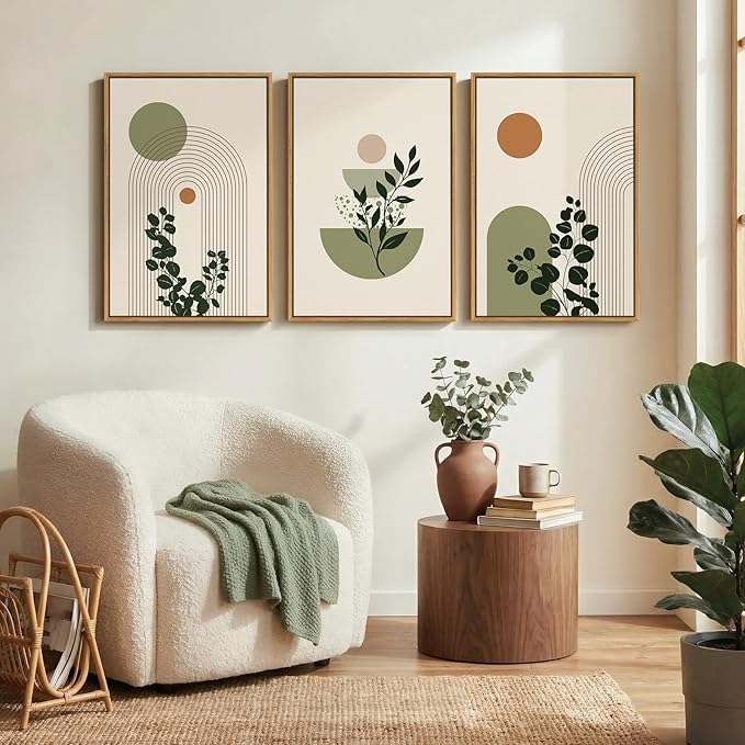 3 Piece Framed Abstract Boho Wall Art - Image 3