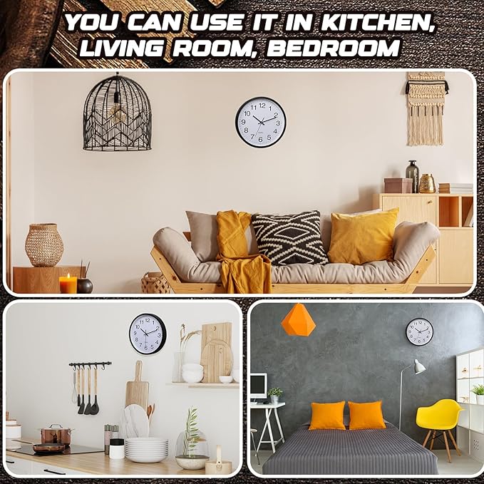 Inbagi 12 Pieces Silent Wall Clock Large 12 Inches Quartz Analog Clock Non - Image 6