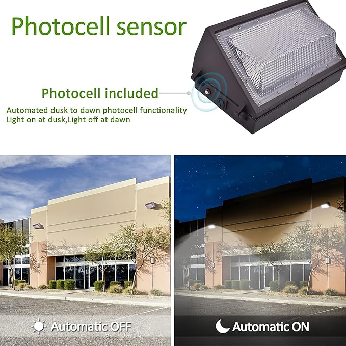 LED Wall Pack Light with Dusk to Dawn Photocell, 100W 13000LM 5000K Daylight - Image 4