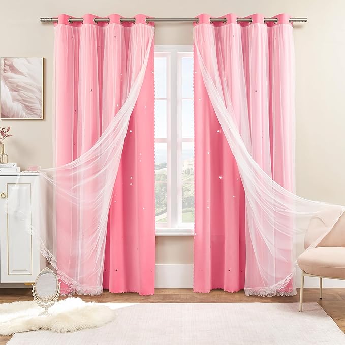 XiDi Pink Curtains for Bedroom, Girls Room Blackout Curtains, Kids Room - Image 8