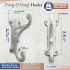 Rustic Cast Iron Coat Hooks Antique White, Wall Mounted, Farmhouse Decorative - Image 3
