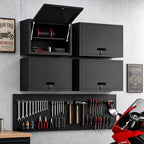 Garage Wall Cabinet with Flip-Up Door and Shelf, Lockable Metal Storage Cabinet - Image 2