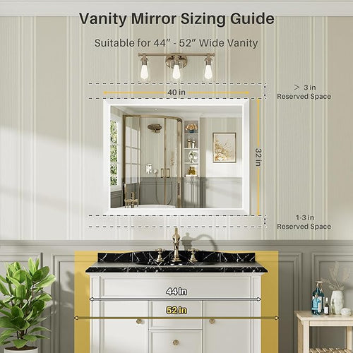 40x32 Inch White Bathroom Mirror - Image 2