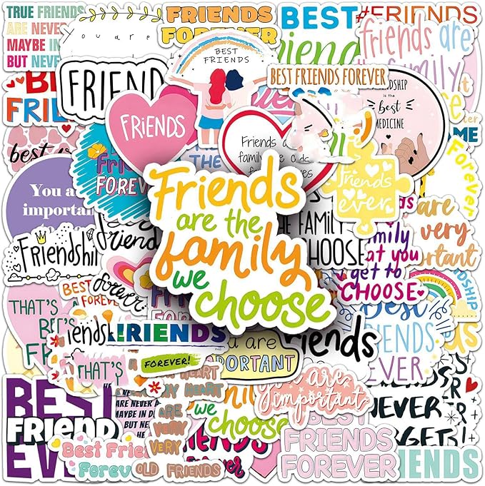 Friendship Stickers 51 Pcs Vinyl Funny Best Friend Sticker for Laptop Water Bottle Motorcycle Bumper Luggage Car Bike Skateboard Computer,Waterproof Cute Aesthetic Sticker for Teens Adults Girls