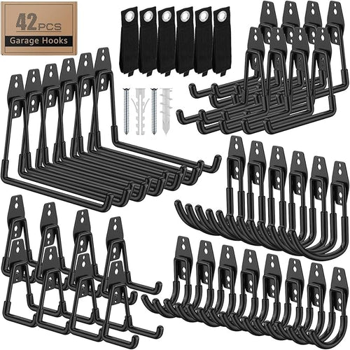 42 Pack Garage Hooks with Anti-Slip Coating Heavy Duty Wall Mount Hooks by Unknown