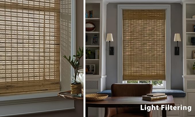 LazBlinds No Tools No Drill Cordless Bamboo Roman Shades, Light Filtering - Image 5