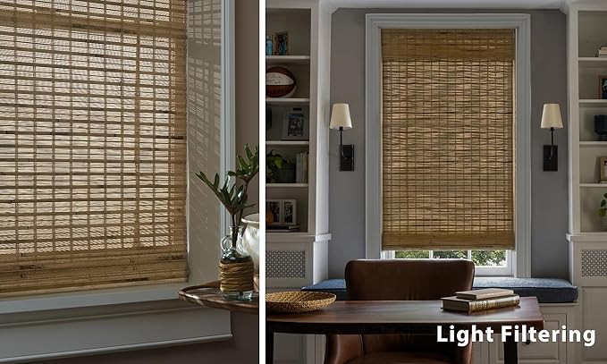 LazBlinds No Tools No Drill Cordless Bamboo Roman Shades, Light Filtering - Image 5