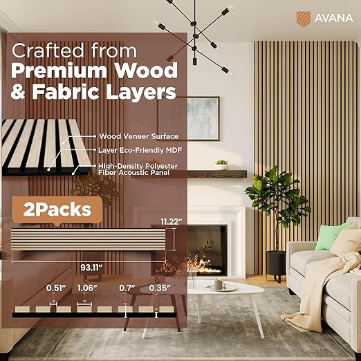 Avana Acoustic Wood Wall Panels – 93.2x11.25 Inch Panels – Fits 94x12 Layout – - Image 4