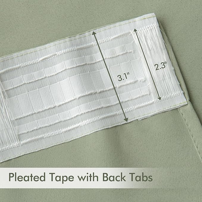 MIULEE Back Tab Sage Green Curtains 84 Inch Length 2 Panels Set - Image 4