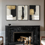 Framed Black and White Abstract Wall Art, 3 Piece Canvas Prints Paintings - Image 4