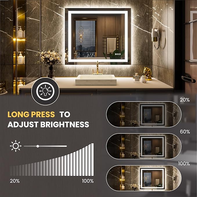 LOAAO 42"x36" LED Bathroom Mirror - Image 3