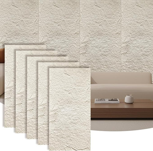 5-Pack 3D Faux Stone Wall Panels, PU Cement-Texture Wainscoting Panels by Unknown