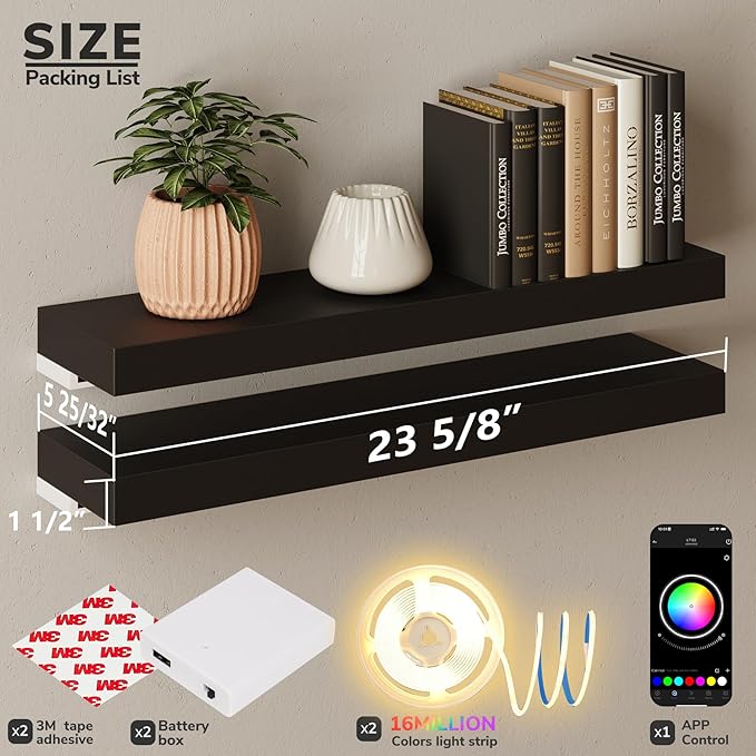 BAMEOS Floating Shelves with LED - Image 5