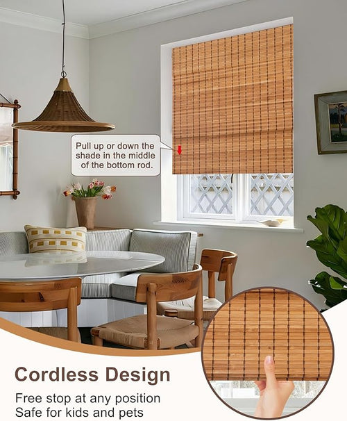 48''W X 72''H Cordless Bamboo Roman Shades - Image 2