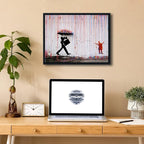 Wieco Art Framed Banksy Raining Day or Colorful Graffiti Street Famous Canvas - Image 3