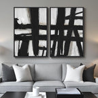 Large Framed Black and White Abstract Wall Art by Cuspin