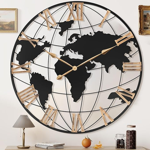 36 Inch Extra Giant Oversized Black Metal Wall Clock, Large Modern Decorative by Pytha+Sight