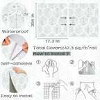 Modern Peel and Stick Wallpaper 17.3''×393'' Geometric Wallpaper Boho Contact - Image 3