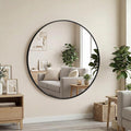 OLIXIS 20 Inch Black Round Bathroom Wall Mirror, Round Bathroom Mirrors by OLIXIS