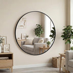 OLIXIS 20 Inch Black Round Bathroom Wall Mirror, Round Bathroom Mirrors by OLIXIS